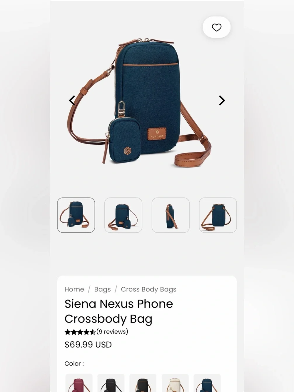Siena Nexus Navy Phone Crossbody with Tan Trim